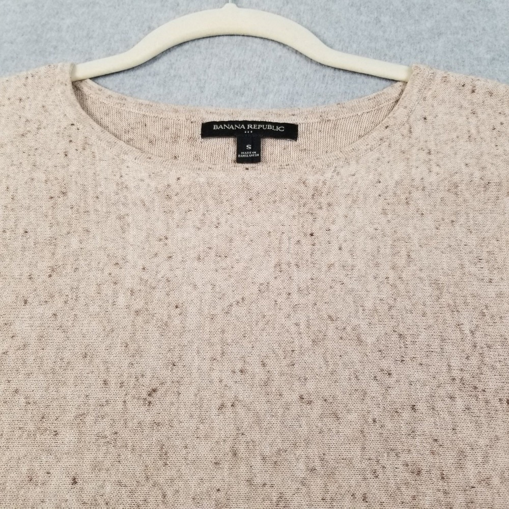 Banana Republic Sweater Women's S‎ Small Beige Speckled Knit Crewneck Pullover - Picture 2 of 15